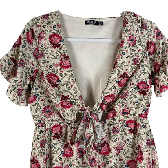 Nasty Gal Playing for Flower Floral Tiered Y2K Dress Flowy Cottage Western 6 - Picture 5 of 12